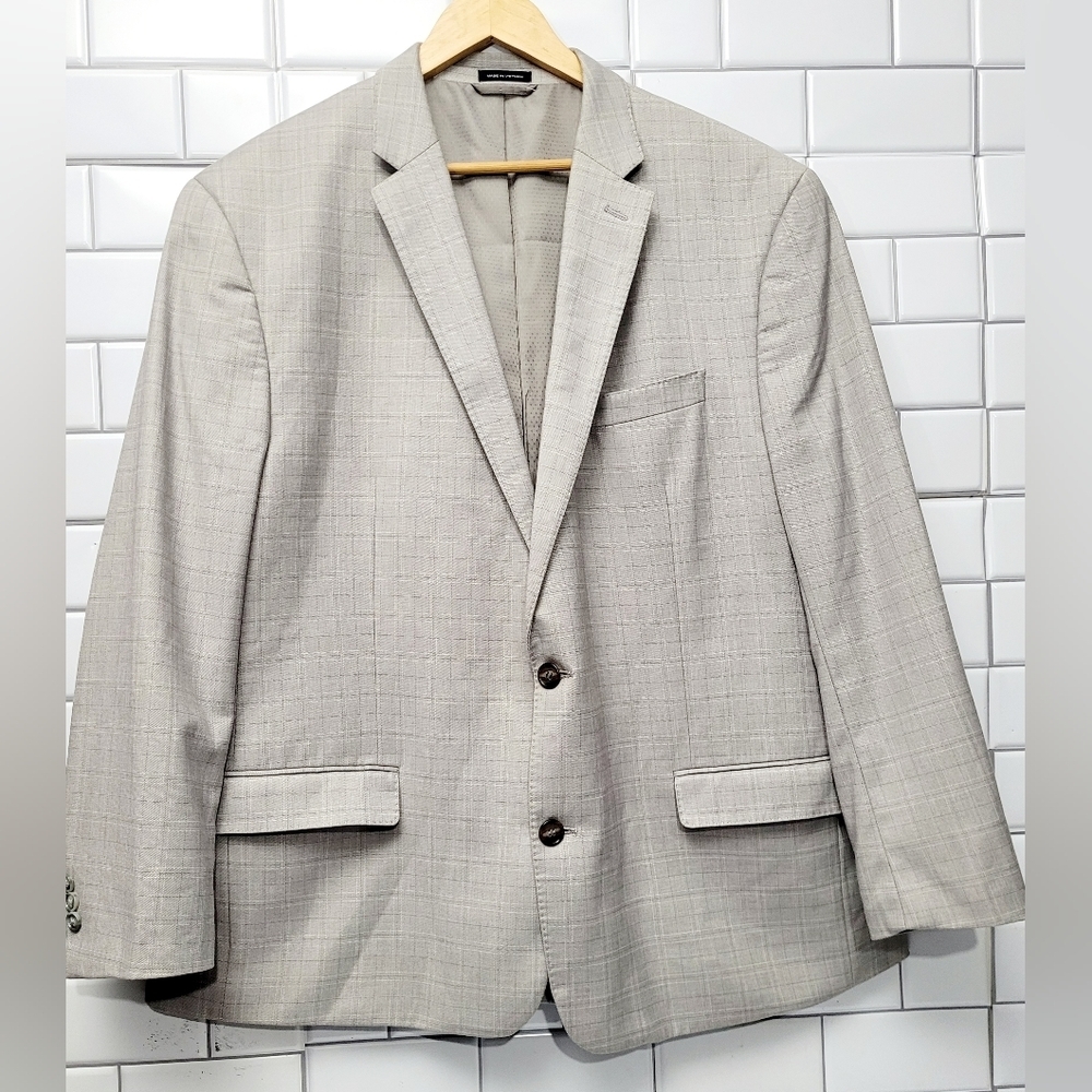 SEAN JEAN Men’s Soft Gray Plaid 2 Button Suit Sports Blazer Double Rear Vents S